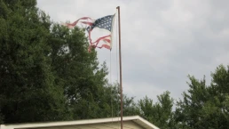 a damaged american flag