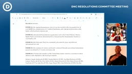 allison minnerly argues in favor of resolution 18 at DNC meeting