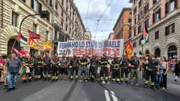 USB Fire brigade members lead strike raly