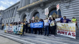 anti ICE activists at SF city hall