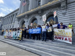 anti ICE activists at SF city hall