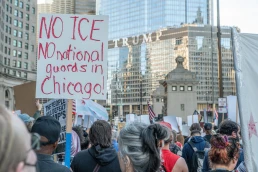 no ice no national guard in chicago protest