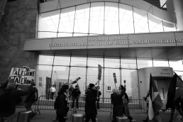New York City, New York, United States of America - November 17th 2025 Hands off Gaza Reject U.S - Israeli Occupation at the United Nations Picket