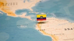 The Flag of Ecuador on the World Map.