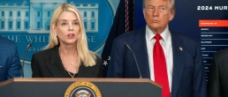 pam bondi at podium near donald trump