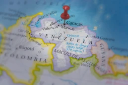 caracas, Venezuela on a map