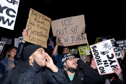 New York City, New York, United States of America - October 22 2025: Anti-ICE protest in New York City after Canal Street ICE Deportation Raid