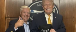 lindsey grahm and donald trump make iran great again hat