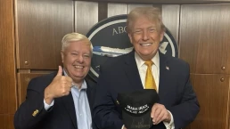 lindsey grahm and donald trump make iran great again hat