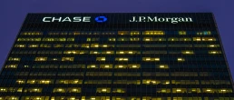 London, United Kingdom - October 27, 2024: The Chase and J.P. Morgan building in Canary Wharf, London, is a prominent office tower that serves as a key part of the financial district.