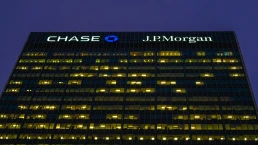 London, United Kingdom - October 27, 2024: The Chase and J.P. Morgan building in Canary Wharf, London, is a prominent office tower that serves as a key part of the financial district.