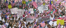 Hundreds of thousands of immigrants participate in march for Immigrants and Mexicans protesting against Illegal Immigration reform by U.S. Congress, Los Angeles, CA, May 1, 2006