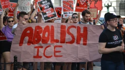New York City, June 29, 2018 - Protest march calling on the government to abolish ICE in Lower Manhattan.
