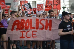New York City, June 29, 2018 - Protest march calling on the government to abolish ICE in Lower Manhattan.