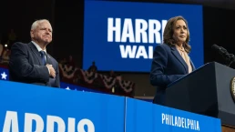 Vice President Kamala Harris speaks at the rally in Liacouras Center at Temple University in Philadelphia, PA on August 6, 2024 to introduce her running mate - Governor of Minnesota Tim Walz