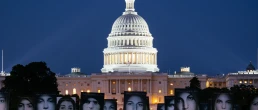 22nd of June 2025. Iranian protest in front of US capitol against American strike. Portraits of died people on the lawn.