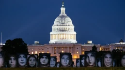 22nd of June 2025. Iranian protest in front of US capitol against American strike. Portraits of died people on the lawn.