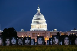 22nd of June 2025. Iranian protest in front of US capitol against American strike. Portraits of died people on the lawn.