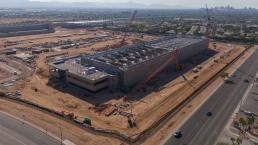 PHOENIX, US - Nov 09, 2023: An aerial view of the QTS Data center under construction in Phoenix, Arizona
