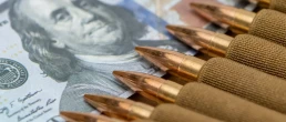 military weapon bullets and money