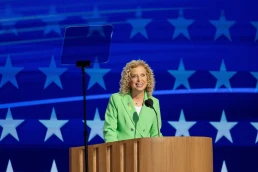 Chicago, Illinois- August 21, 2024: Florida Congresswoman Debbie Wasserman Schultz at the Democratic National Convention.