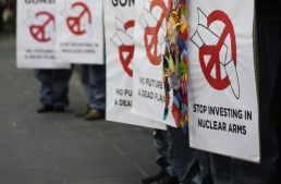 Protest against investments in nuclear weapon companies