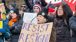 Protest of inaction by Chuck Schumer at his home on Prospect Park West in Park Slope, Brooklyn