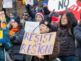 Protest of inaction by Chuck Schumer at his home on Prospect Park West in Park Slope, Brooklyn
