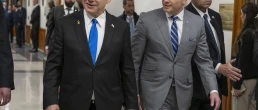 Secretary of Defense Pete Hegseth hosts a bilateral exchange with Israeli Prime Minister Benjamin Netanyahu at the Pentagon, Washington, D.C., Feb. 5, 2025.